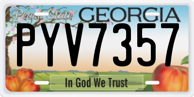 GA license plate PYV7357