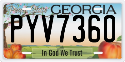 GA license plate PYV7360