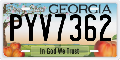 GA license plate PYV7362