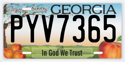 GA license plate PYV7365