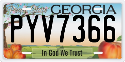 GA license plate PYV7366