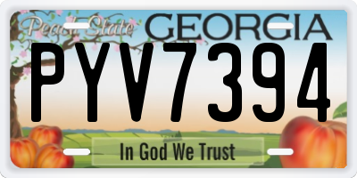 GA license plate PYV7394