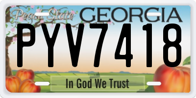 GA license plate PYV7418