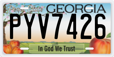 GA license plate PYV7426