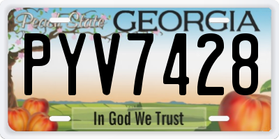 GA license plate PYV7428