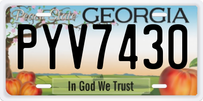 GA license plate PYV7430