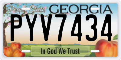 GA license plate PYV7434