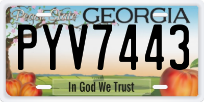 GA license plate PYV7443