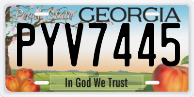 GA license plate PYV7445