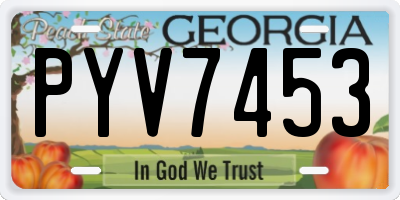 GA license plate PYV7453