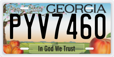 GA license plate PYV7460