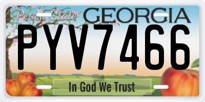 GA license plate PYV7466