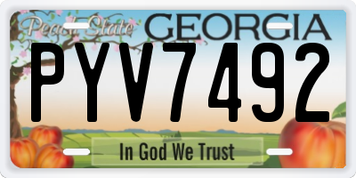 GA license plate PYV7492