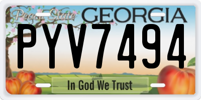 GA license plate PYV7494