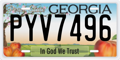 GA license plate PYV7496