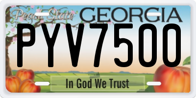 GA license plate PYV7500