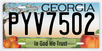 GA license plate PYV7502