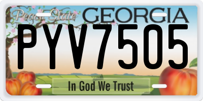 GA license plate PYV7505