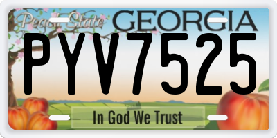 GA license plate PYV7525