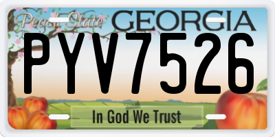 GA license plate PYV7526