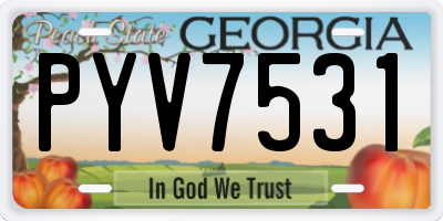GA license plate PYV7531