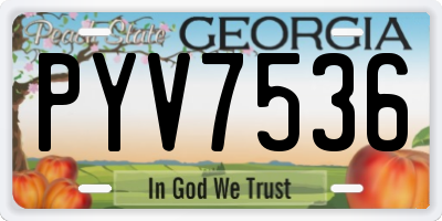 GA license plate PYV7536