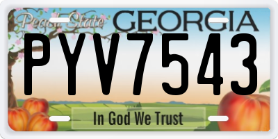 GA license plate PYV7543