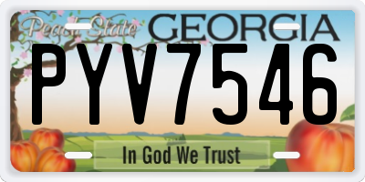 GA license plate PYV7546