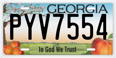 GA license plate PYV7554