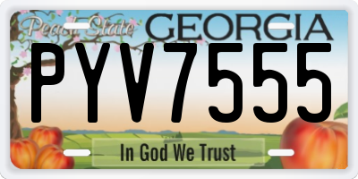 GA license plate PYV7555