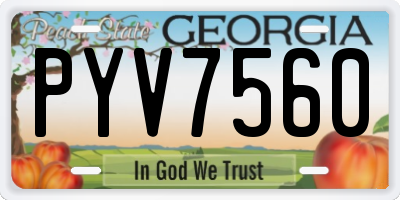 GA license plate PYV7560