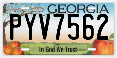 GA license plate PYV7562