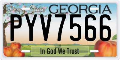 GA license plate PYV7566
