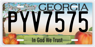 GA license plate PYV7575