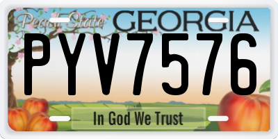 GA license plate PYV7576