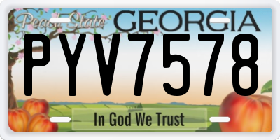 GA license plate PYV7578