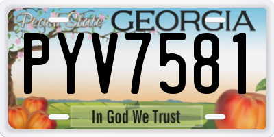 GA license plate PYV7581