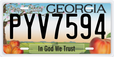GA license plate PYV7594