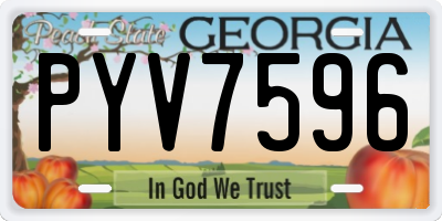 GA license plate PYV7596