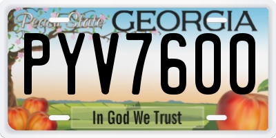 GA license plate PYV7600