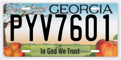 GA license plate PYV7601