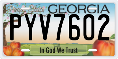 GA license plate PYV7602