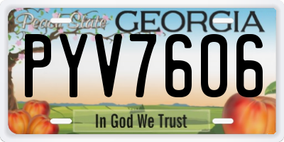 GA license plate PYV7606