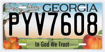 GA license plate PYV7608