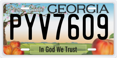 GA license plate PYV7609