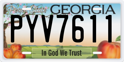 GA license plate PYV7611