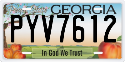 GA license plate PYV7612