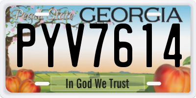 GA license plate PYV7614