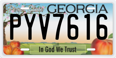 GA license plate PYV7616