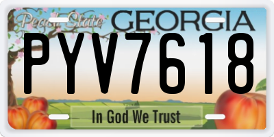 GA license plate PYV7618